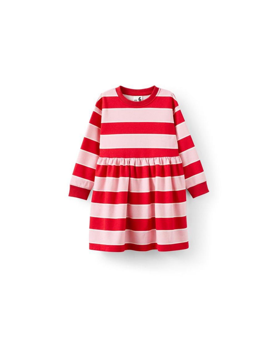 

Платье Сэмми с длинными рукавами для маленьких девочек COTTON ON, Marshmallow/varsity red stripe