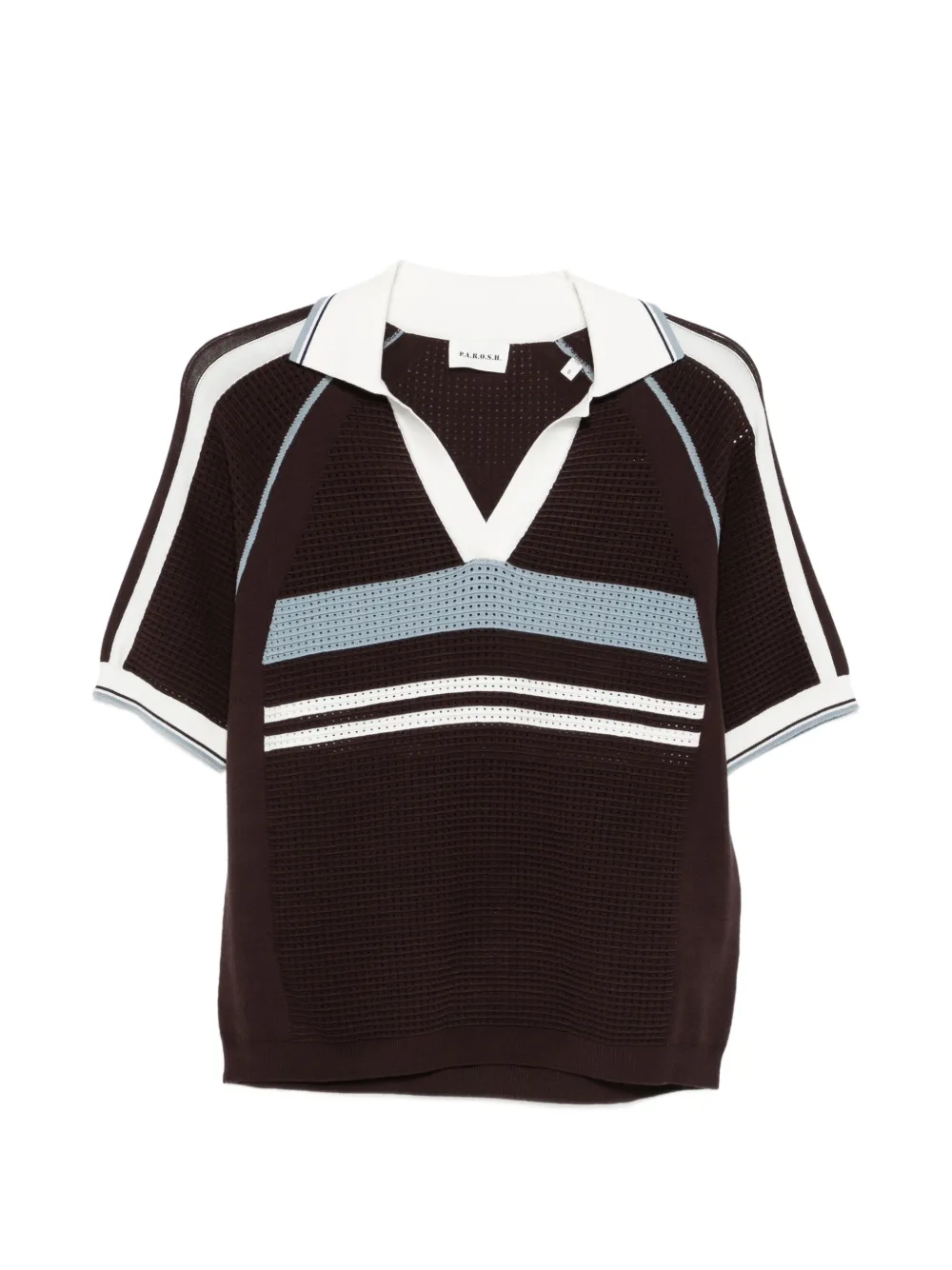

Футболка в полоску с V-образным вырезом P.A.R.O.S.H., коричневый