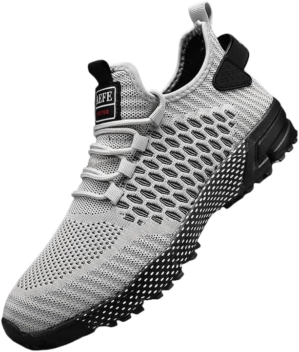 

Мужские дышащие кроссовки из сетки - ультракомфортные, с противоскользящей подошвой, идеально подходят для бега, баскетбола, тенниса и повседневной носки - легкие и стильные для активных мужчин Hoalox, серый