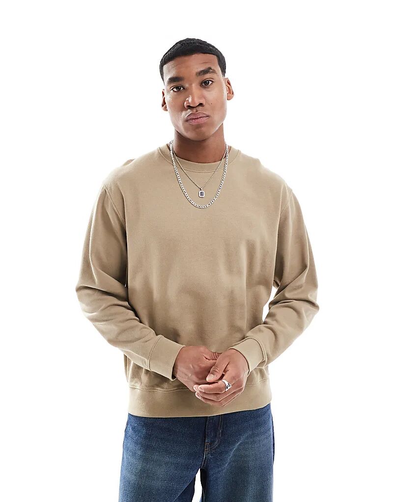 

Толстовка свободного кроя с круглым вырезом цвета хаки Jack & Jones