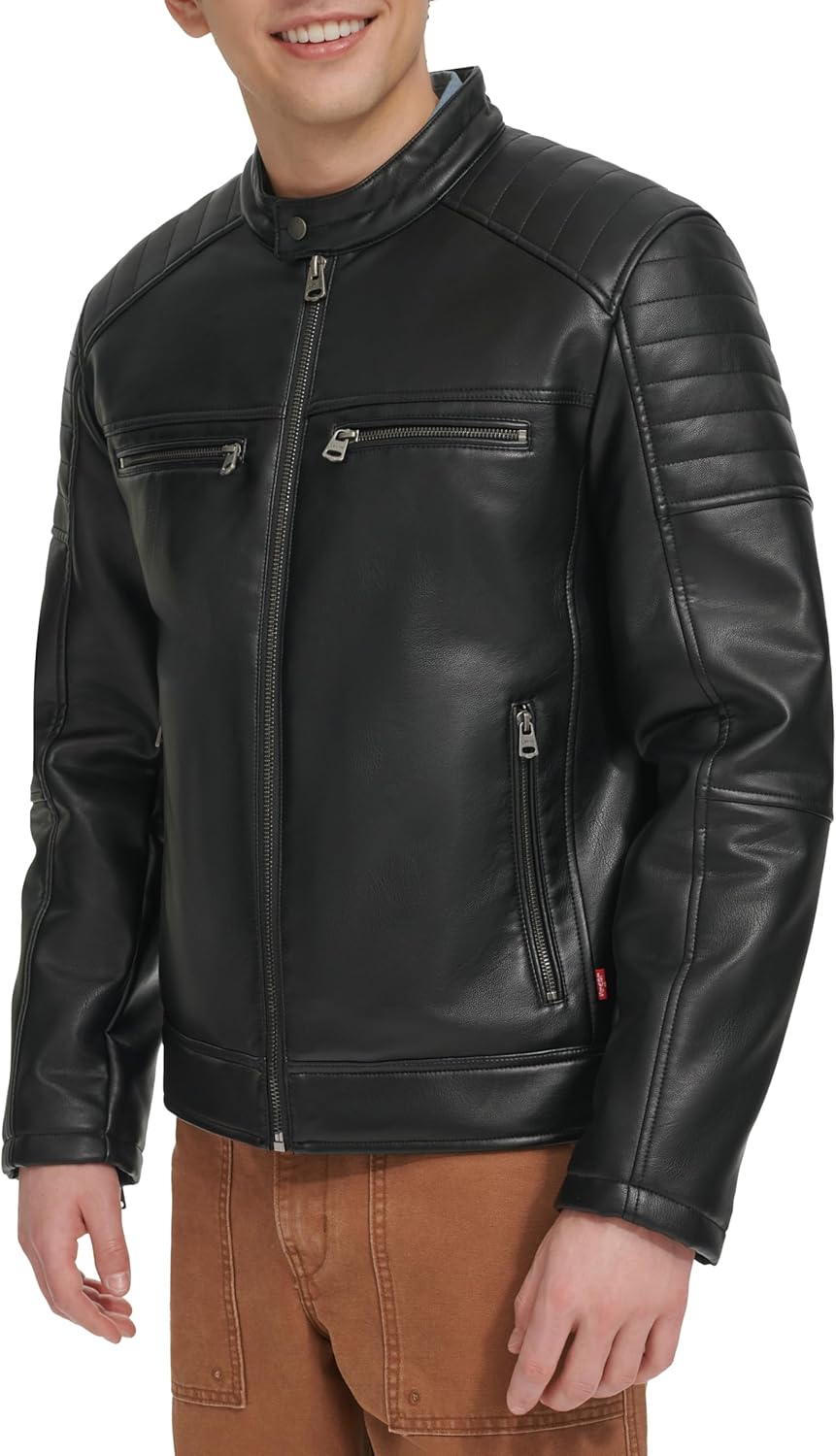 Мужская гоночная куртка Levi's из искусственной кожи, Black Quilt Lined — фото 3