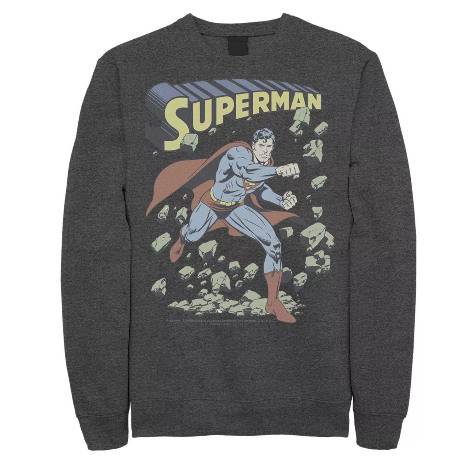 

Мужской свитшот с винтажным плакатом Superman With Rocks DC Comics