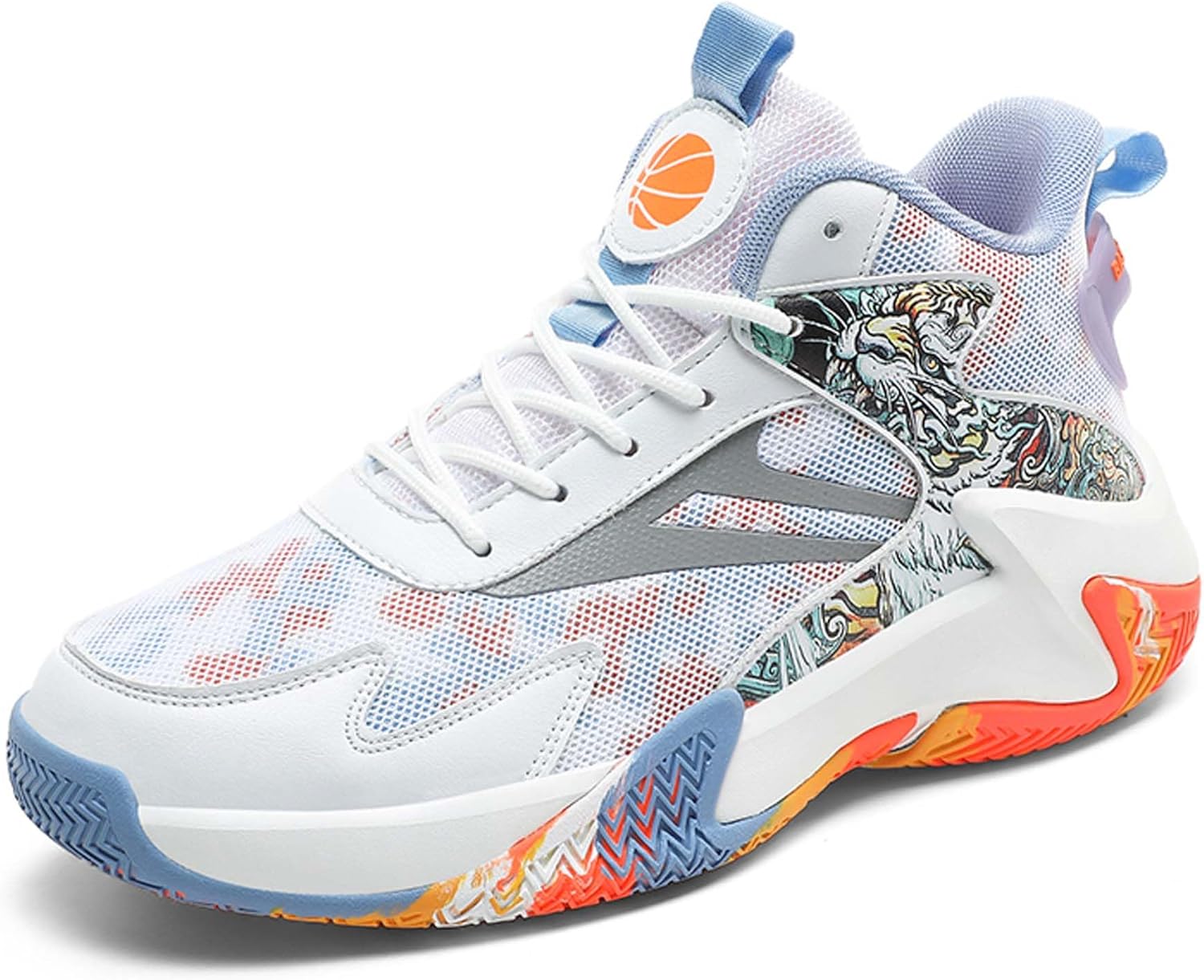 

Мужские баскетбольные кроссовки с высоким верхом, модные, удобные, для повседневной носки и прогулок, противоскользящие, для тренировок и бега, дышащие, для фитнеса и тенниса Dzbajrqm, белый/синий