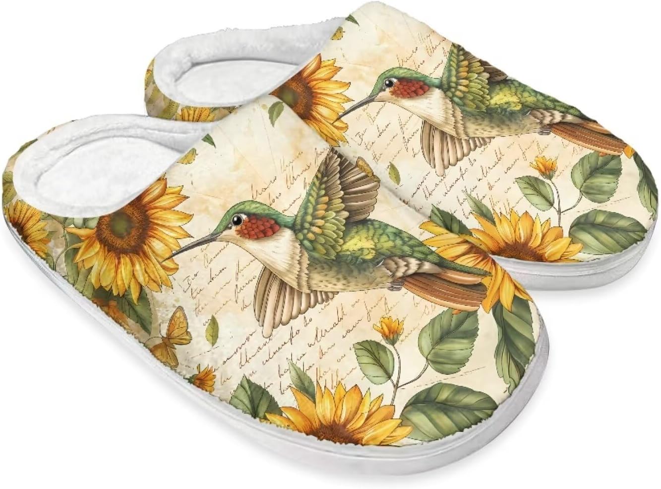

Женские тапочки размер 9 Домашние тапочки Милые рождественские тапочки Cugasmaru, Hummingbird Sunflower