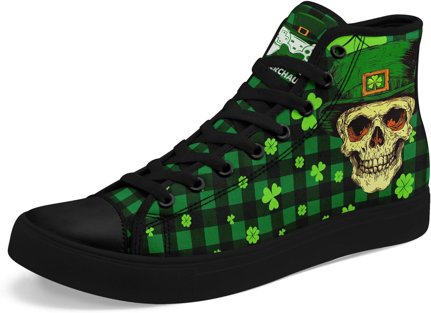 

Женские высокие кеды из холста ко Дню Святого Патрика, с узором из счастливого клевера и сердец, удобные дышащие зеленые повседневные туфли Awsole