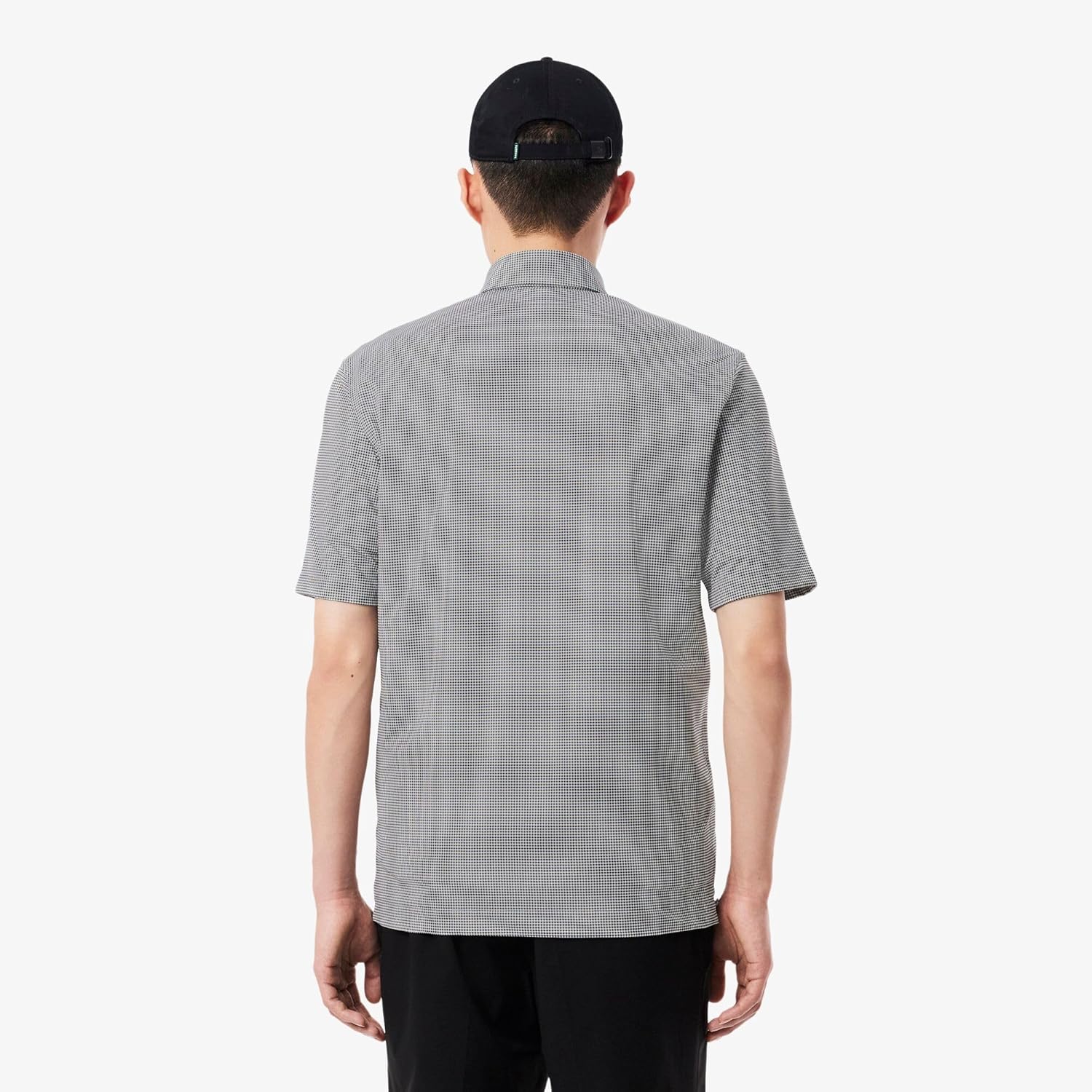 Мужская поло-рубашка Lacoste в мелкую клетку, дезодорирующая, быстросохнущая, с защитой от УФ-излучения, черный — фото 3