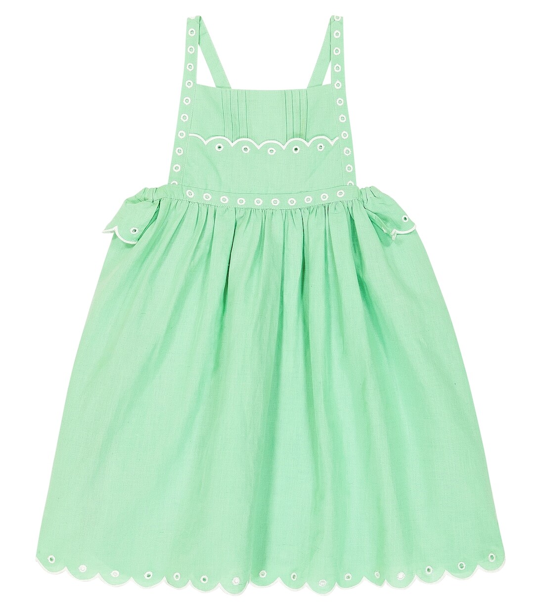 

Платье из льна и хлопка с вышивкой Stella Mccartney Kids, зеленый