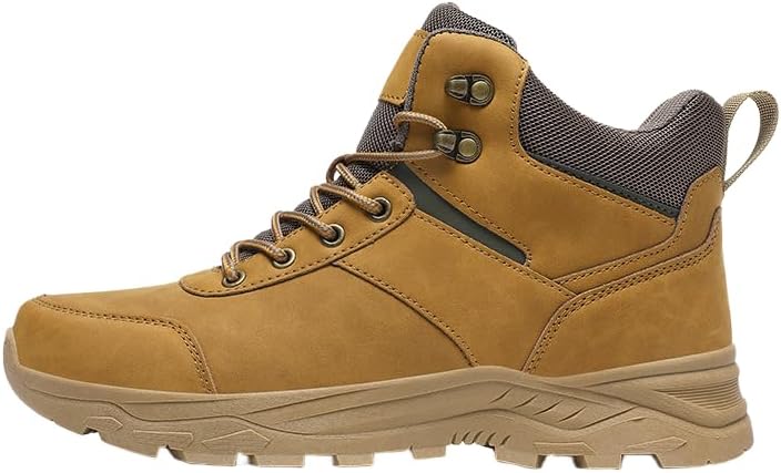 

Hhhchpm Мужские стильные высокие прочные походные ботинки большого размера, удобные нескользящие шнуровки, подходящие для мужских активностей на открытом воздухе, желтый