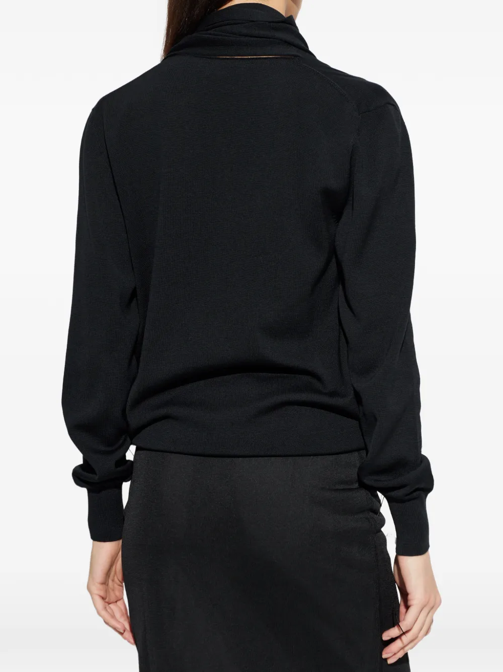 Свитер с драпировкой и воротником-хомут JIL SANDER, черный — фото 4