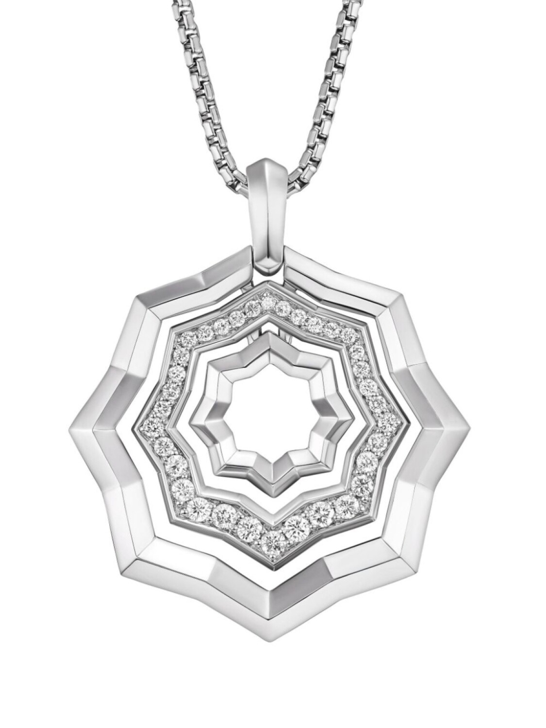 

Серебряное колье Stax с бриллиантами David Yurman, серебряный