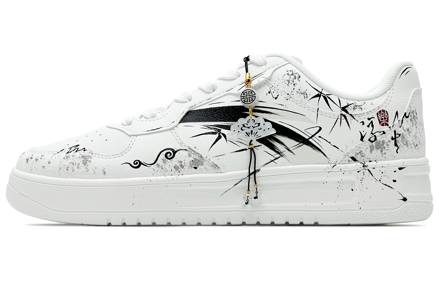 

Мужские низкие кожаные кроссовки для скейтбординга с противоскользящей подошвой и амортизацией ANTA, белый черный