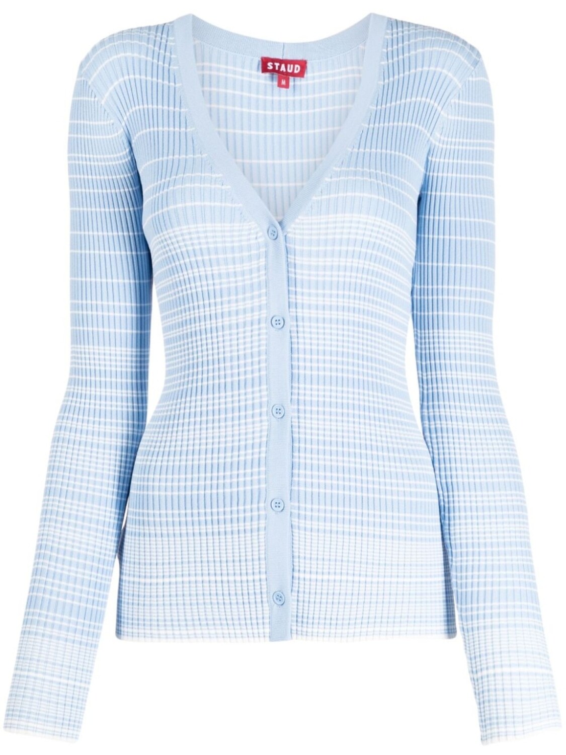 

Полосатый кардиган Cargo Sweater в рубчик STAUD, синий