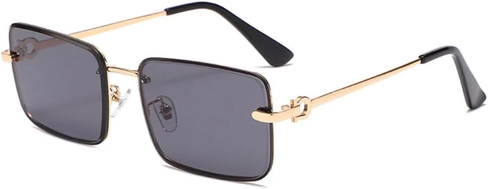 

Металлические маленькие солнцезащитные очки для женщин и мужчин, прямоугольные, в винтажном стиле хип-хоп, женские очки с защитой от УФ-излучения UV400 generic, Gray