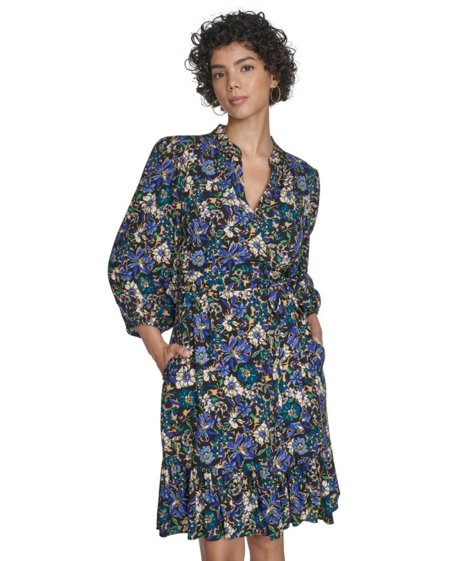 

Женское платье с рукавами-баллонами и поясом Jessica Howard, Blue Black