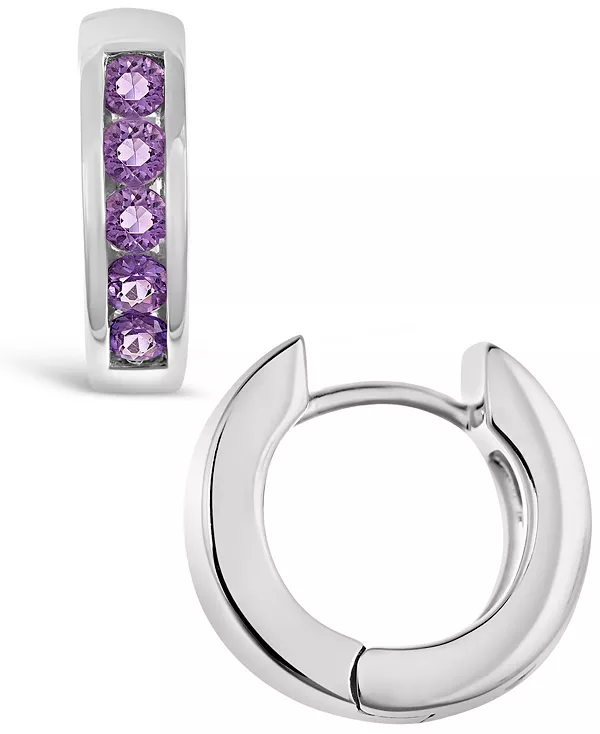 

Серьги-Кольца Huggie Hoop со швейцарским голубым топазом (9/10 карата) из стерлингового серебра (также доступны с цитрином или аметистом) Macy'S, amethyst