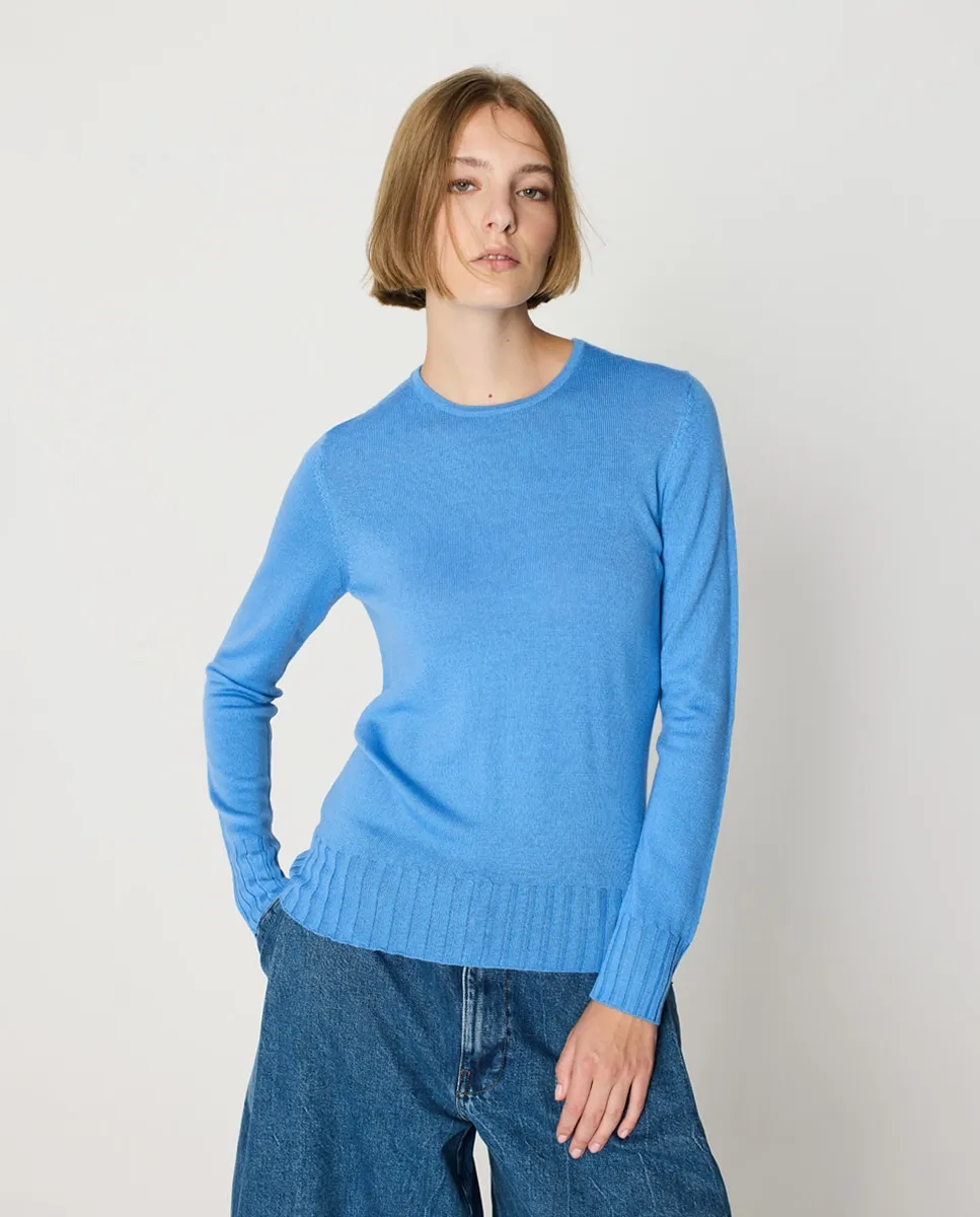 

Женский джемпер с широким рубчатым узором, круглым вырезом и длинными рукавами Escorpion, светло-голубой