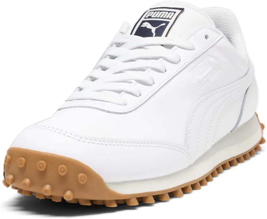 Мужские кроссовки PUMA Fast Rider Navy с белыми шнурками, повседневные - белые, белый — фото 2