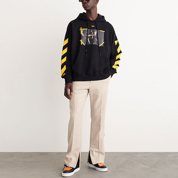 Толстовка caravaggio-print cotton hoodie 'black yellow' Off-White, черный — фото 2