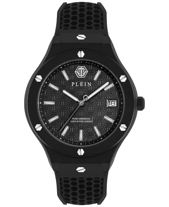 

Мужские часы Underdog с черным силиконовым ремешком, 44 мм Philipp Plein