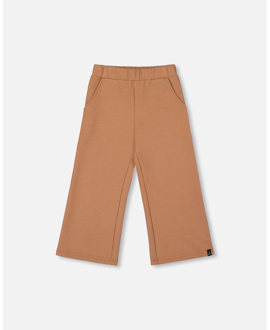 

Детские брюки-клеш с вафельной текстурой для девочек, карамельно-коричневого цвета - для малышей/детей Deux par Deux, Brown caramel