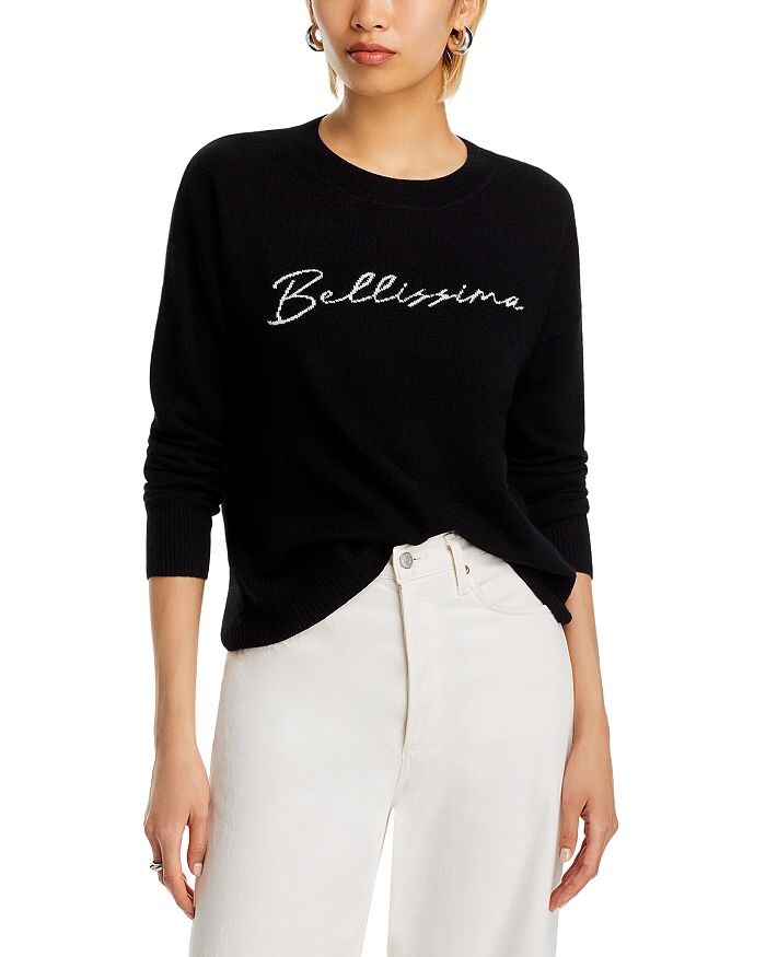 

Свитер с круглым вырезом AQUA Cashmere Bellisima, черный