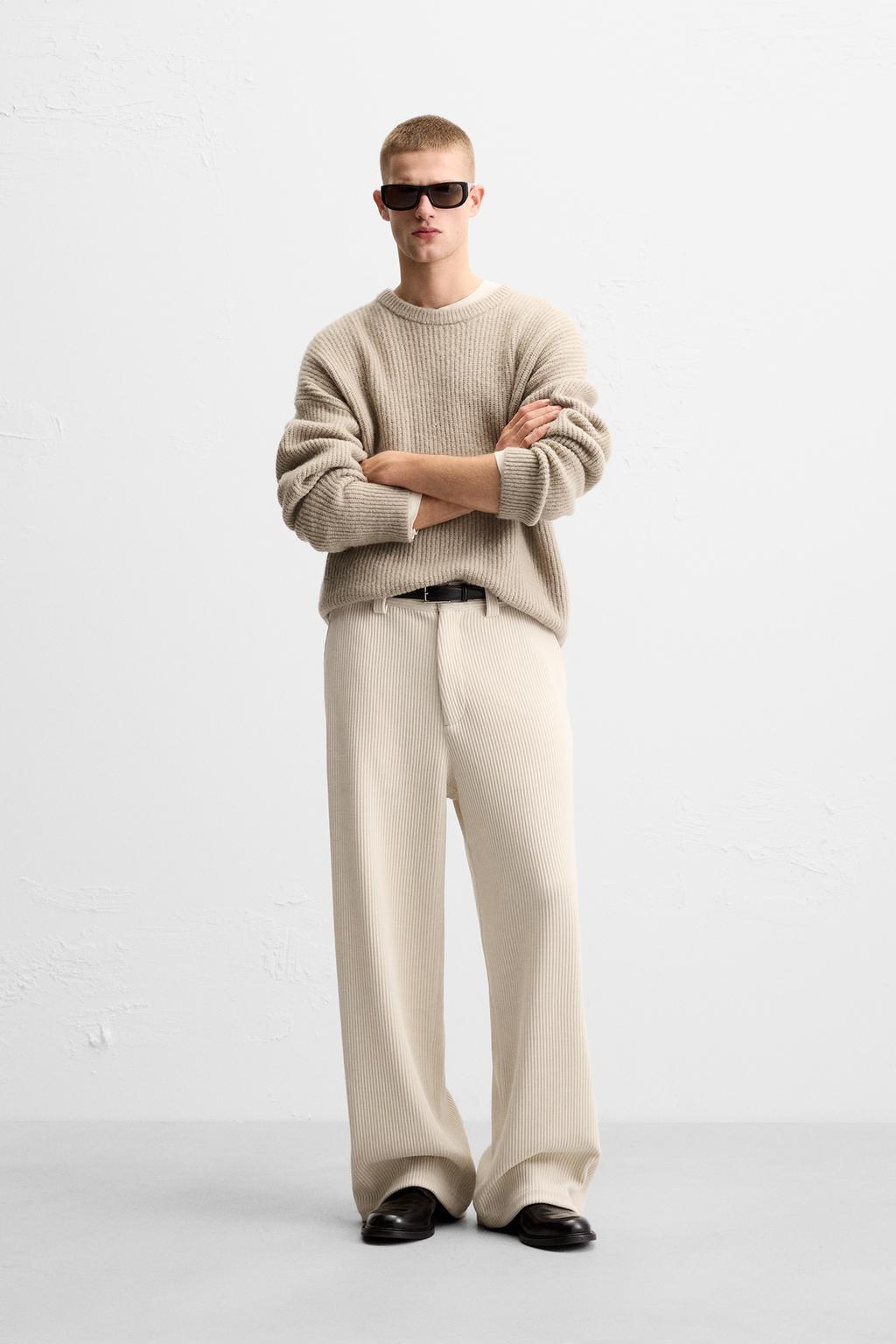 

Широкие вельветовые брюки ZARA, экрю