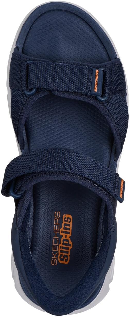 Мужские сандалии Skechers Glide-step Pro Salvo с легким надеванием без использования рук, Navy Textile Pu — фото 3