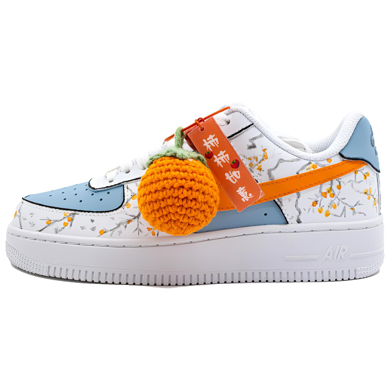 

Кроссовки Nike Air Force 1 Skateboarding Shoes Unisex Low-top Orange/blue, светло-голубой/желтый