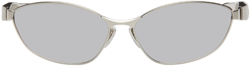 

Серебряные солнцезащитные очки Miami Balenciaga, Silver/Silver/Silver