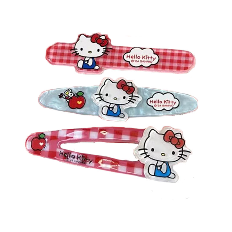 Акриловые заколки для волос Hello Kitty Sanrio, Plaid Style Set of 3 — фото 4