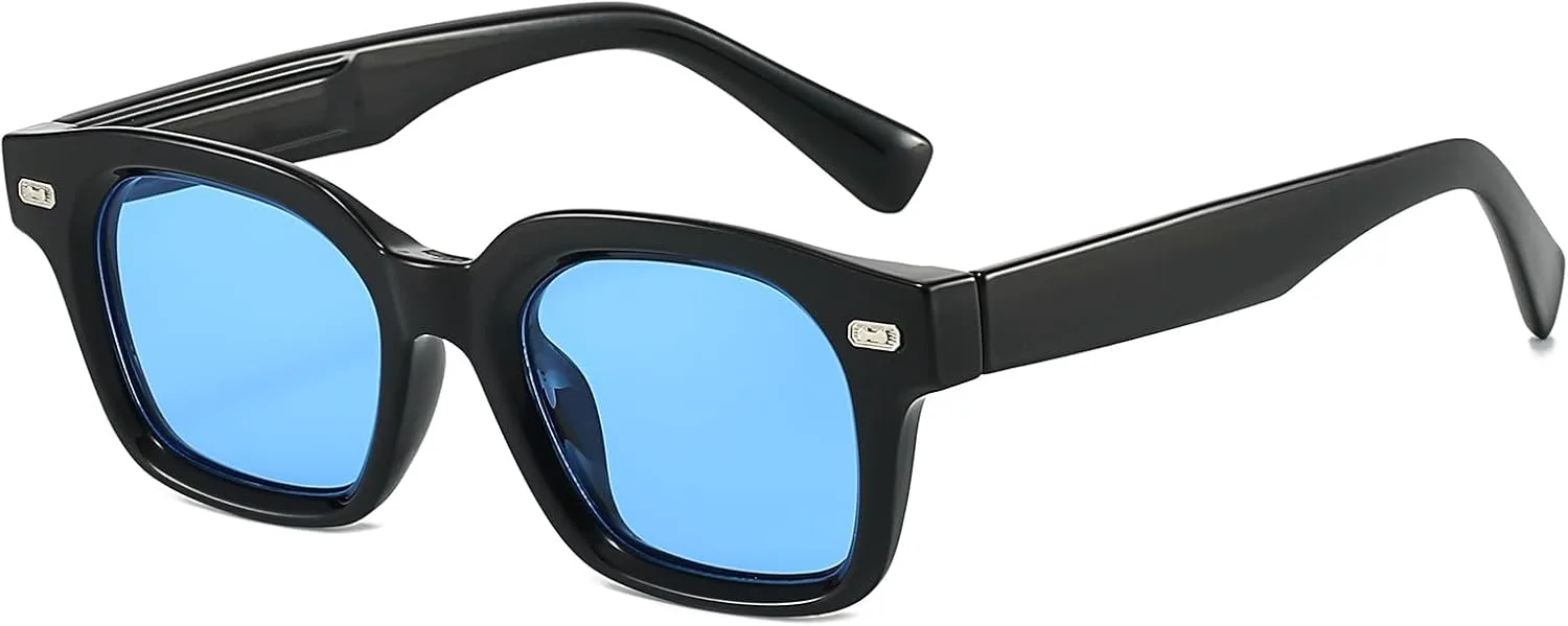 

Солнцезащитные очки JOVAKIT в квадратной оправе для женщин и мужчин. Модные солнцезащитные очки в толстой прямоугольной оправе с защитой UV400, Black/Blue