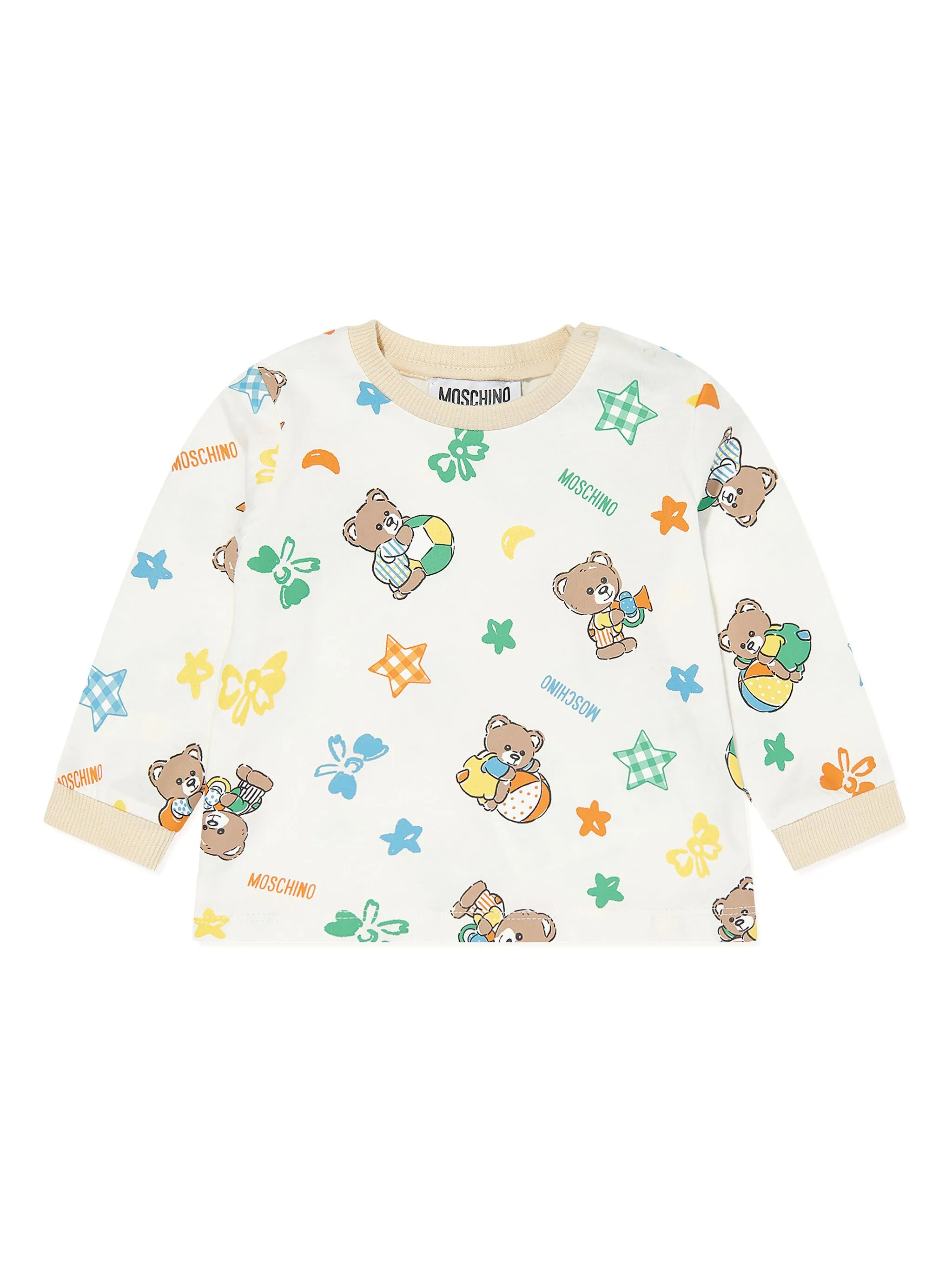 Комплект из толстовки и брюк Teddy Bear Moschino Kids, бежевый — фото 3