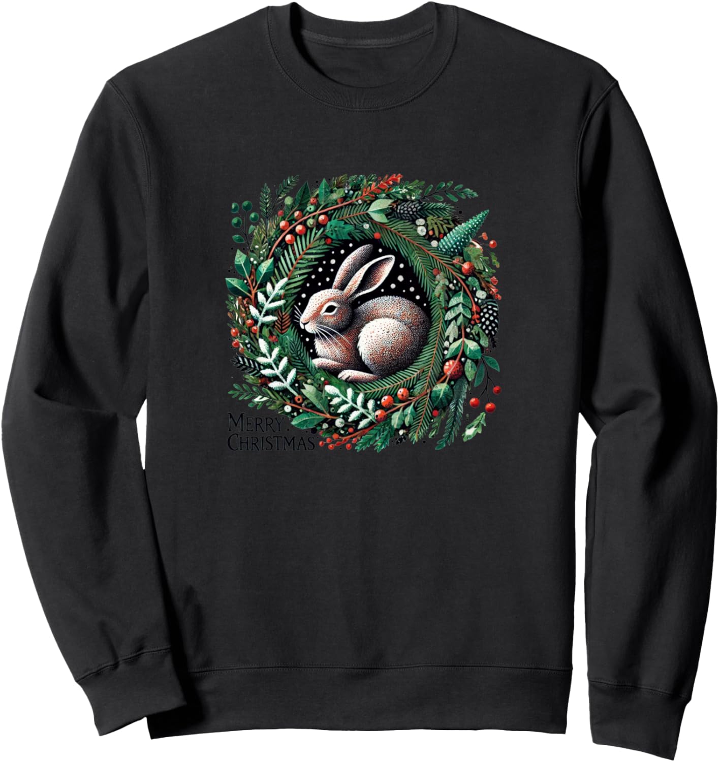 

Толстовка с иллюстрацией зимнего солнцестояния от Yulehale Art Vintage Hares Lovers Snugg, черный