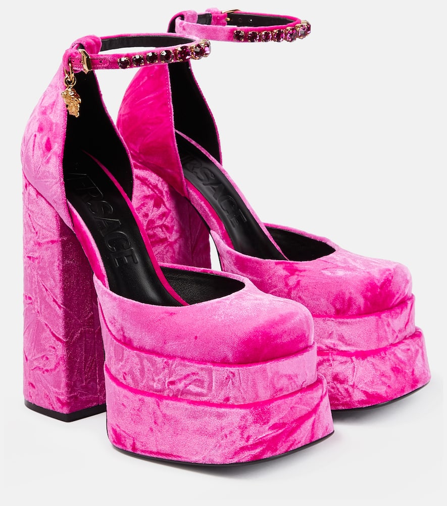 Бархатная платформа Aevitas Versace, Glossy Pink-Oro Versace