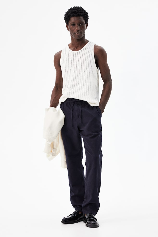 

Брюки из льняной ткани классического кроя H&M, синий