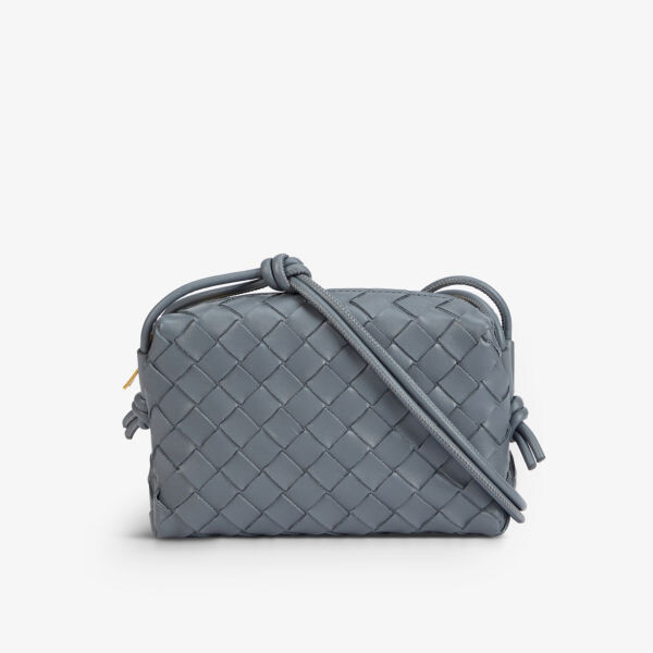 

Миниатюрная кожаная сумка через плечо Loop в технике интреччато Bottega Veneta, желтый