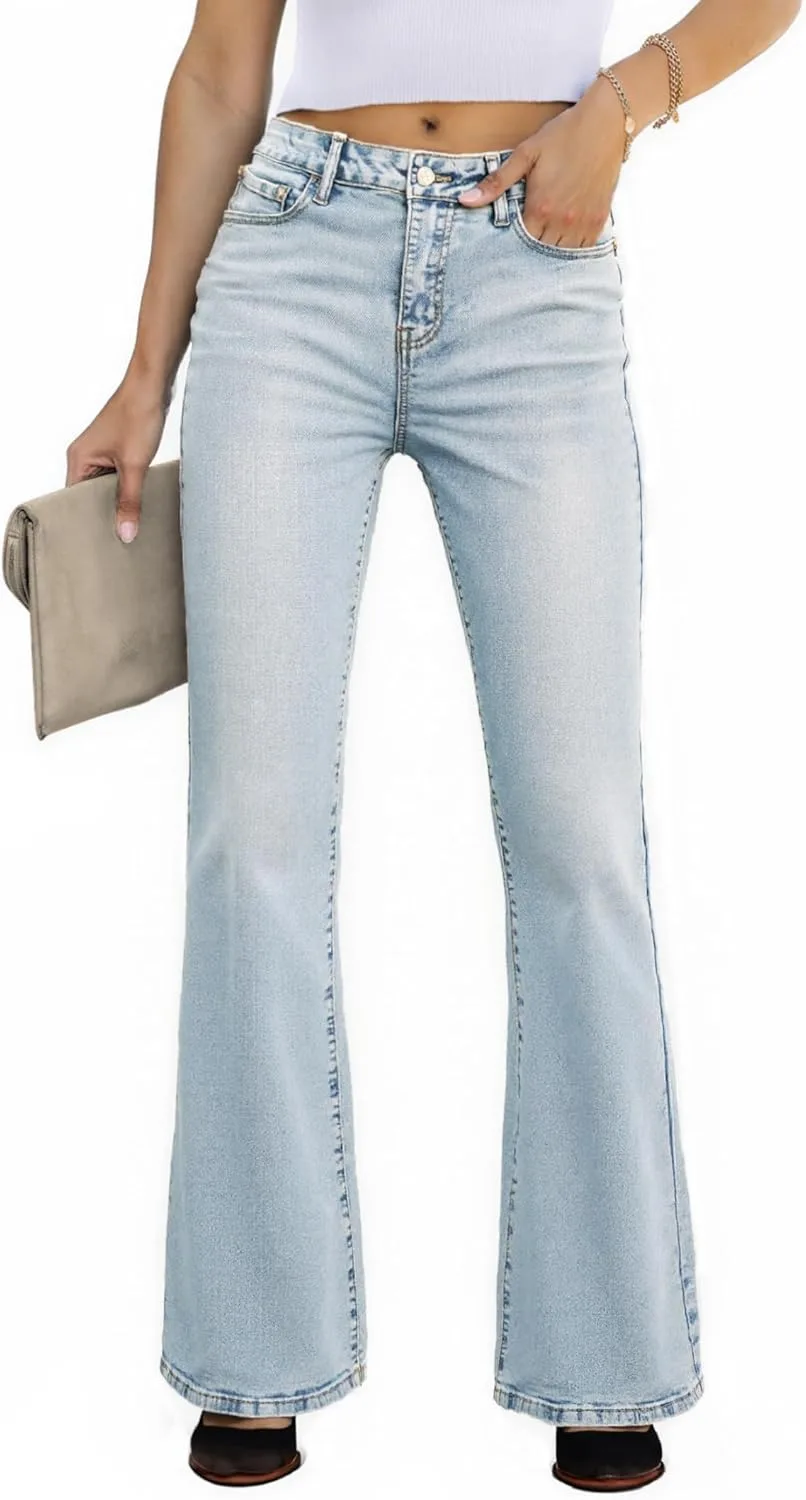 

EMMIOL Flare Jeans для женщин, Mid-High Waist, Bootcut, Stretchy Denim