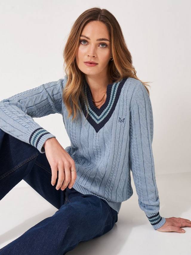 

Хлопковый джемпер с V-образным вырезом Crew Clothing