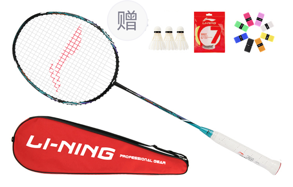 

2000 ракеток для спид-бадминтона LINING, черный зеленый (unstrung)+badminton *3+size 7 string *1 (random color)+grip tape *1 (random color)