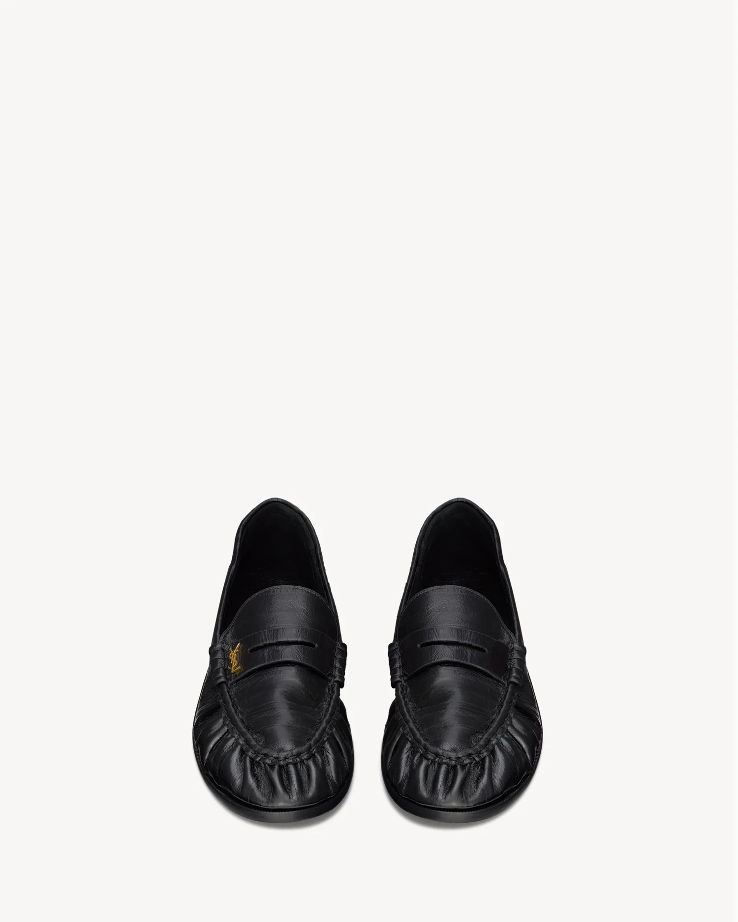 ЛОФЕР из мягкой угревой кожи SAINT LAURENT, черный