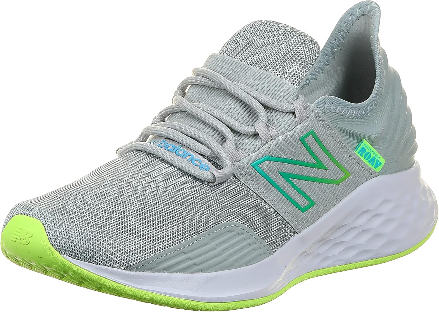 

Кроссовки New Balance Kids Fresh Foam Roav V1 на шнуровке, Brighton Grey/Bleached Lime Glo/Summer Aqua