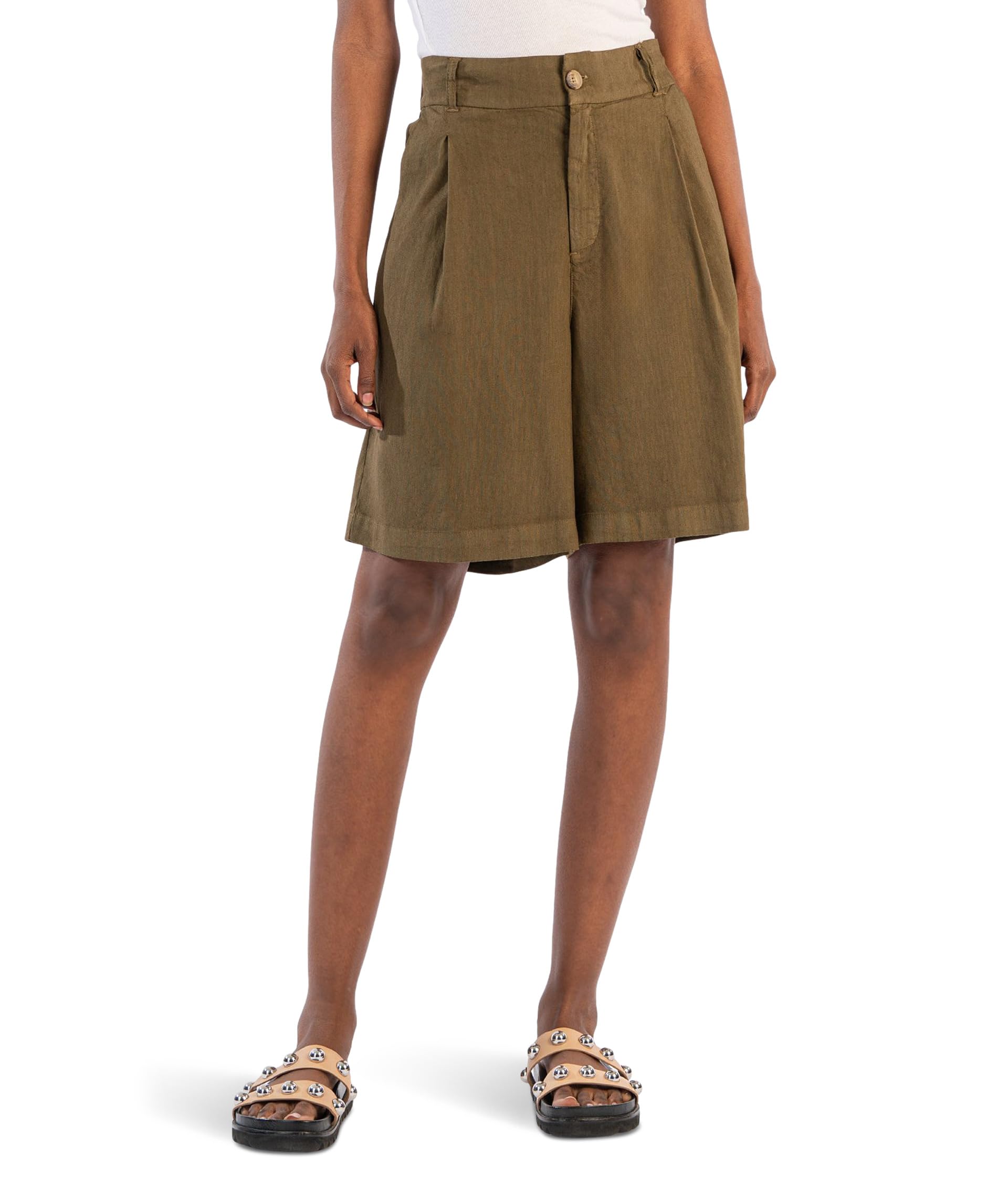 

Шорты KUT from the Kloth Nicolette - Linen Shorts With Pleats, Dark Olive