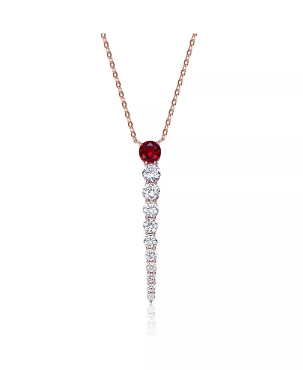 

Многослойное ожерелье с подвеской в виде сосульки из стерлингового серебра, покрытое 14-каратным желтым золотом с зеленым и кубическим цирконием Genevive, red