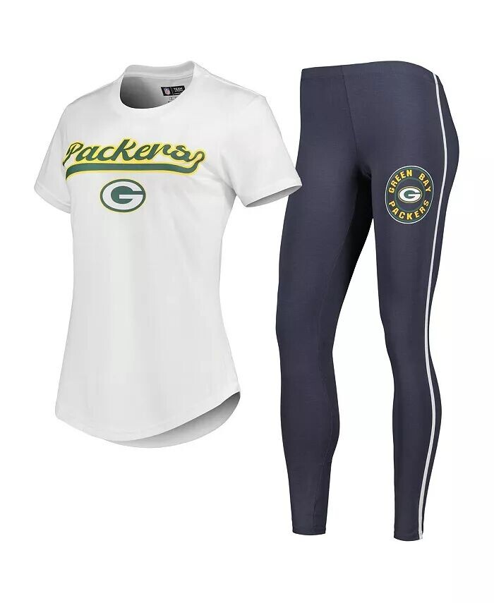 

Женский комплект для сна из футболки и леггинсов Green Bay Packers Sonata белого, темно-серого цвета Concepts Sport, белый