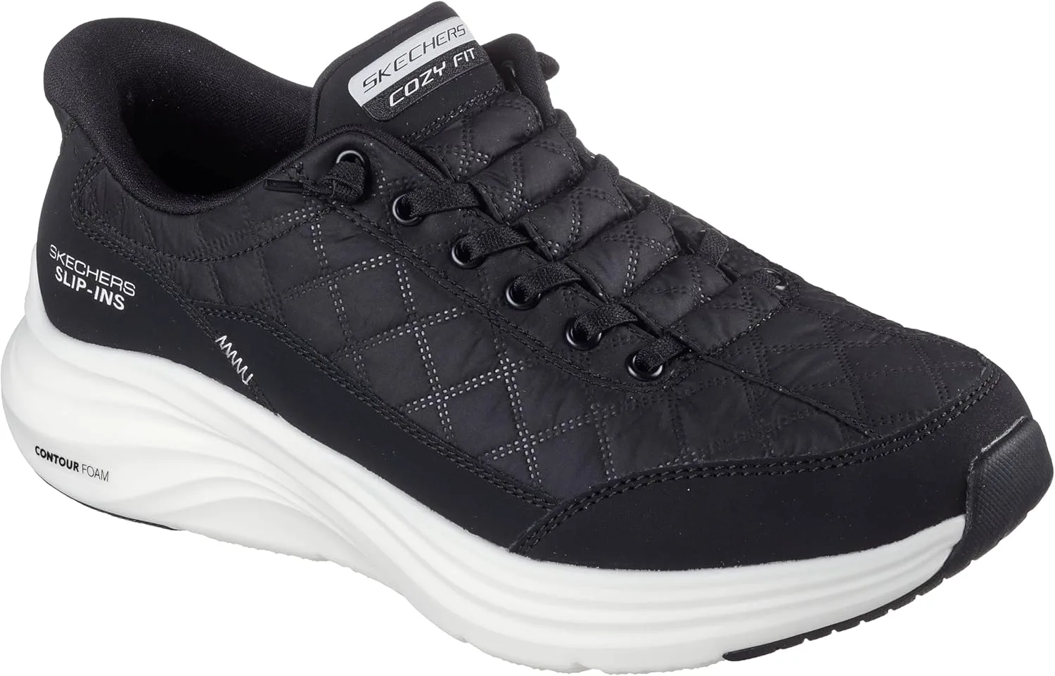 Мужские обувь Skechers Contour Foam с удобной посадкой и легким надеванием, черно-белый — фото 4