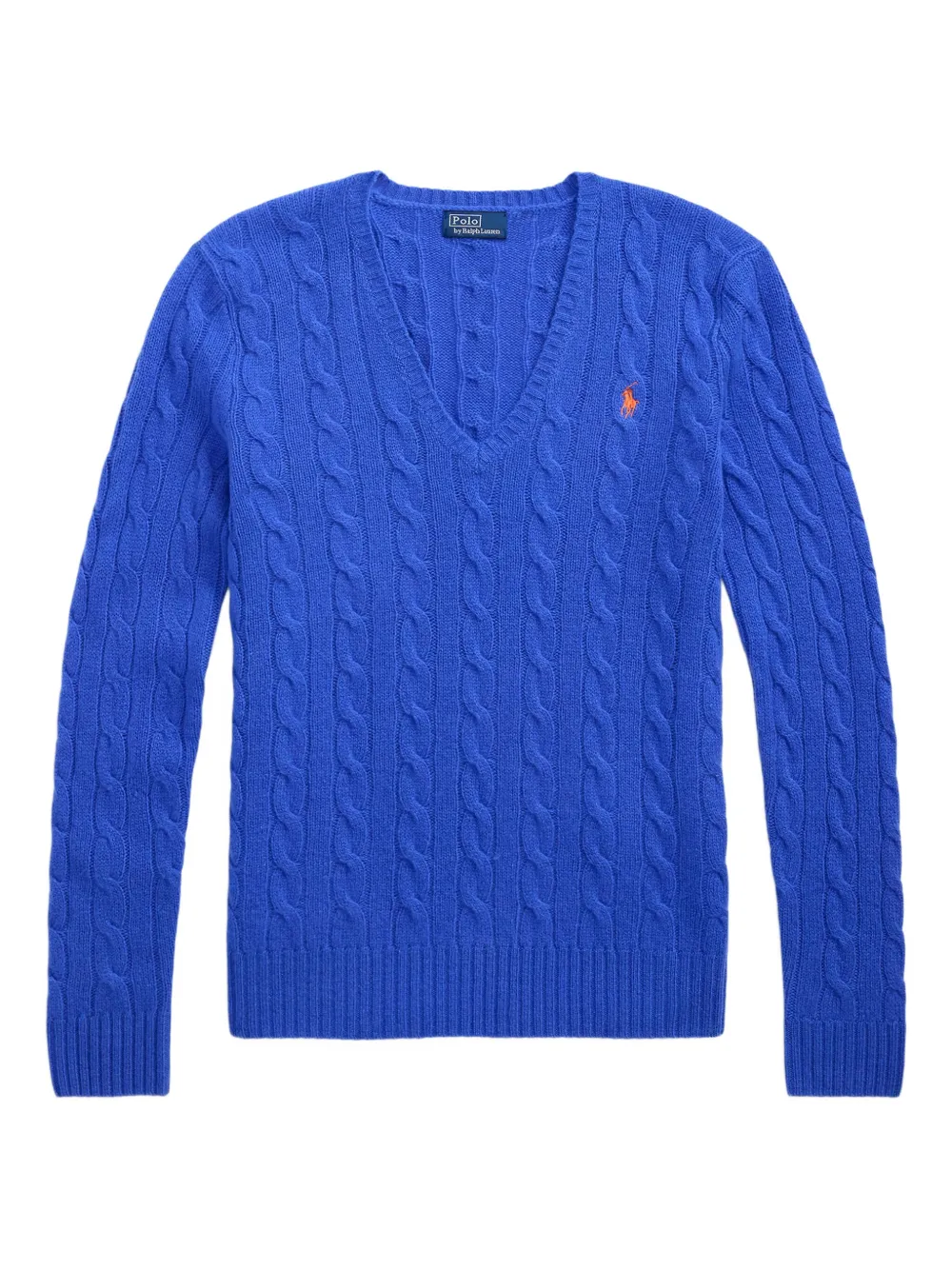 

Свитер фактурной вязки с V-образным вырезом POLO RALPH LAUREN, синий