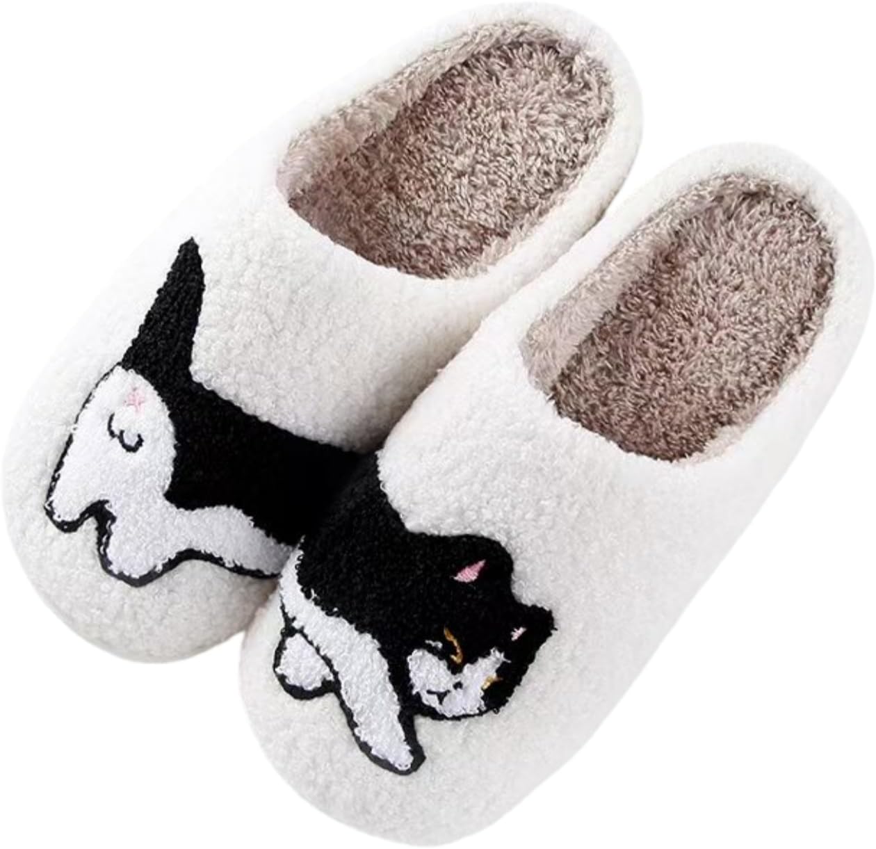

Домашние тапочки ABKAZMMER для женщин и мужчин, эластичные, удобные, пушистые, мягкие, теплые для спальни с противоскользящей подошвой, зимние, с милым животным, для дома и улицы, ретро, с эффектом памяти, белый