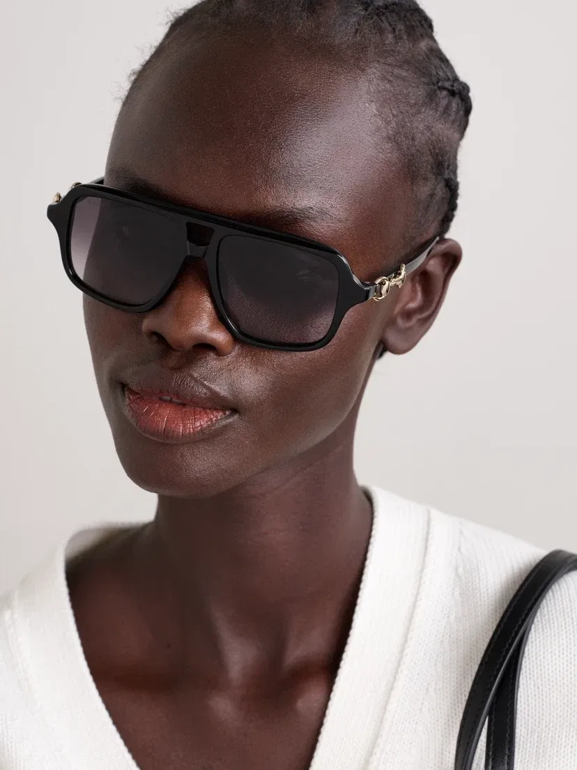 Солнцезащитные очки-авиаторы из ацетата Gucci Eyewear, черный — фото 2