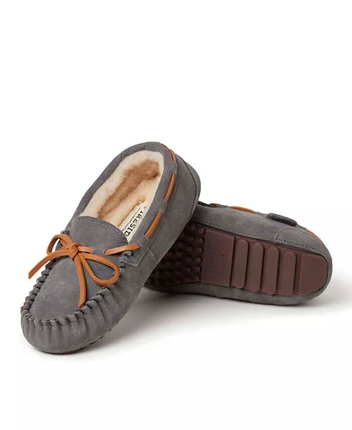 Тапочки-мокасины из натуральной овчины Dearfoams Girls Fireside By Parke, серый — фото 4