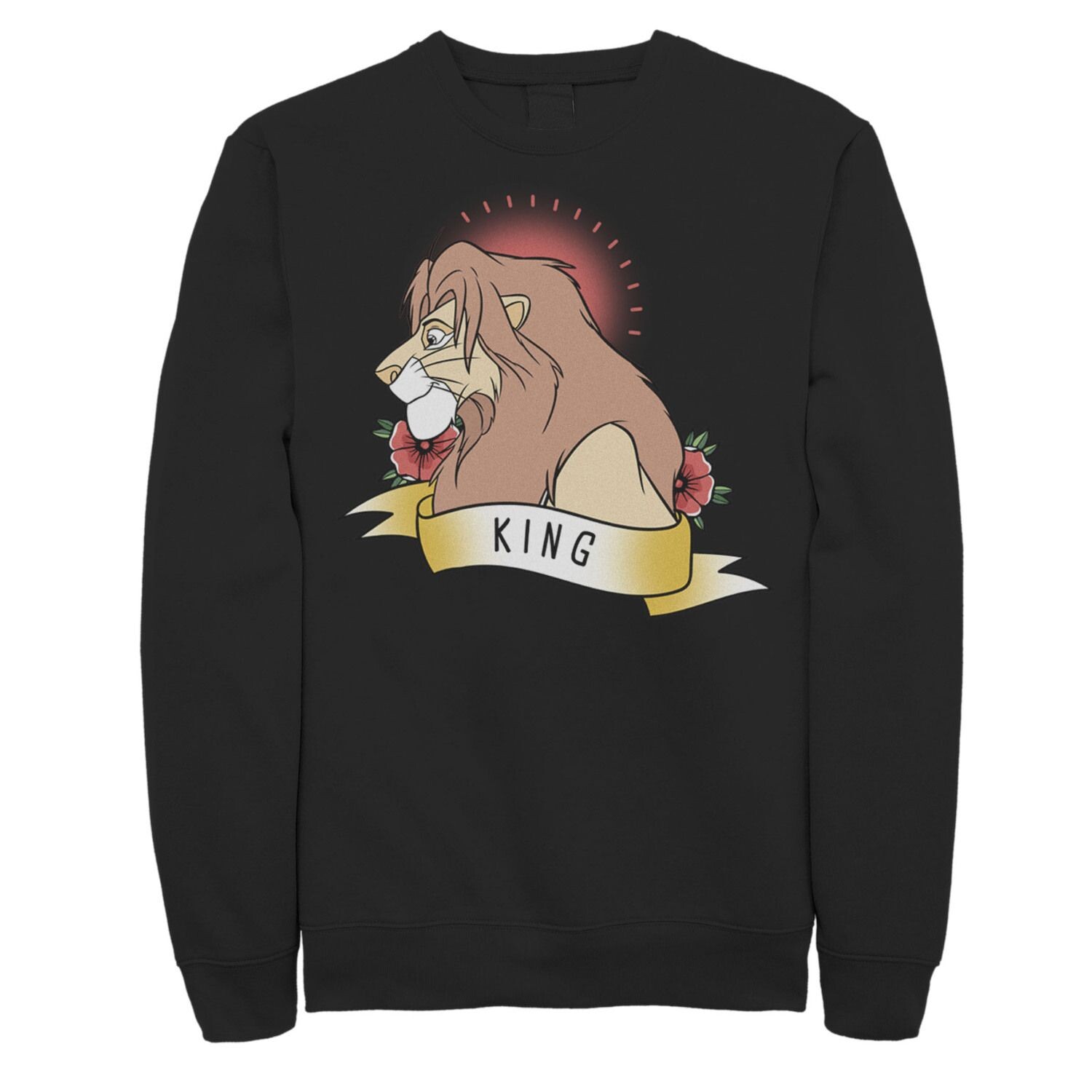 

Мужской свитшот Disney King Lion с рисунком, черный, Желтый, Мужской свитшот Disney King Lion с рисунком, черный